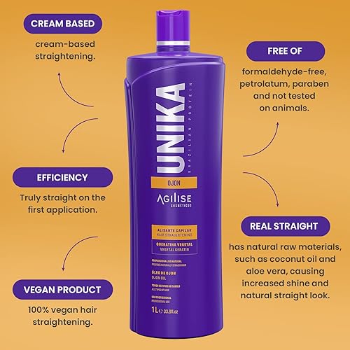 Miniatura 3 de AGILISE - Unika Ojon alisado del cabello - Tratamiento capilar brasileño con queratina - Cabello sedoso, liso y sin encrespamiento - Sin
