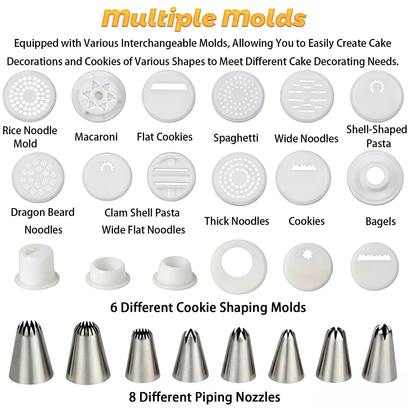 Machine à Biscuits avec 8 Embouts interchangeables et 6 moules à Biscuits