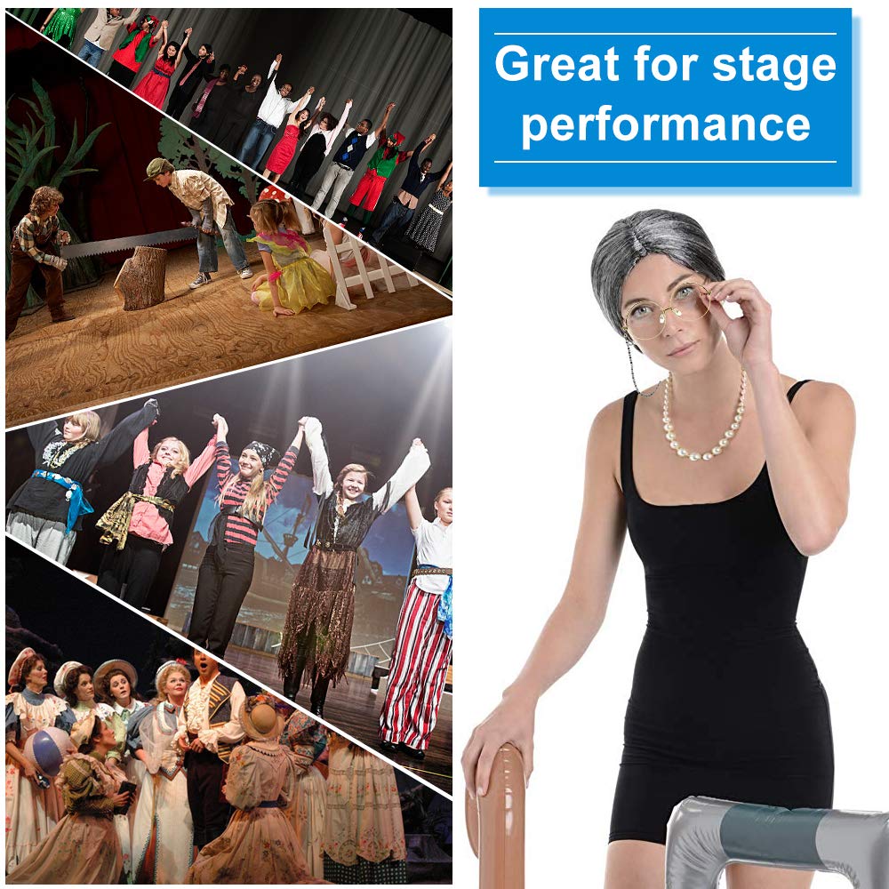 Oma Kostüm Set 5-teilig - Perücke, Brille & Accessoires Für Großmutter Cosplay