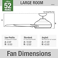 Vista 5 de Hunter 52 inch Outdoor or Indoor Ceiling Fan No Light - Silver Ceiling Fan without Light, For Patio, Porch, Garage, or Living Room, Standard Mount