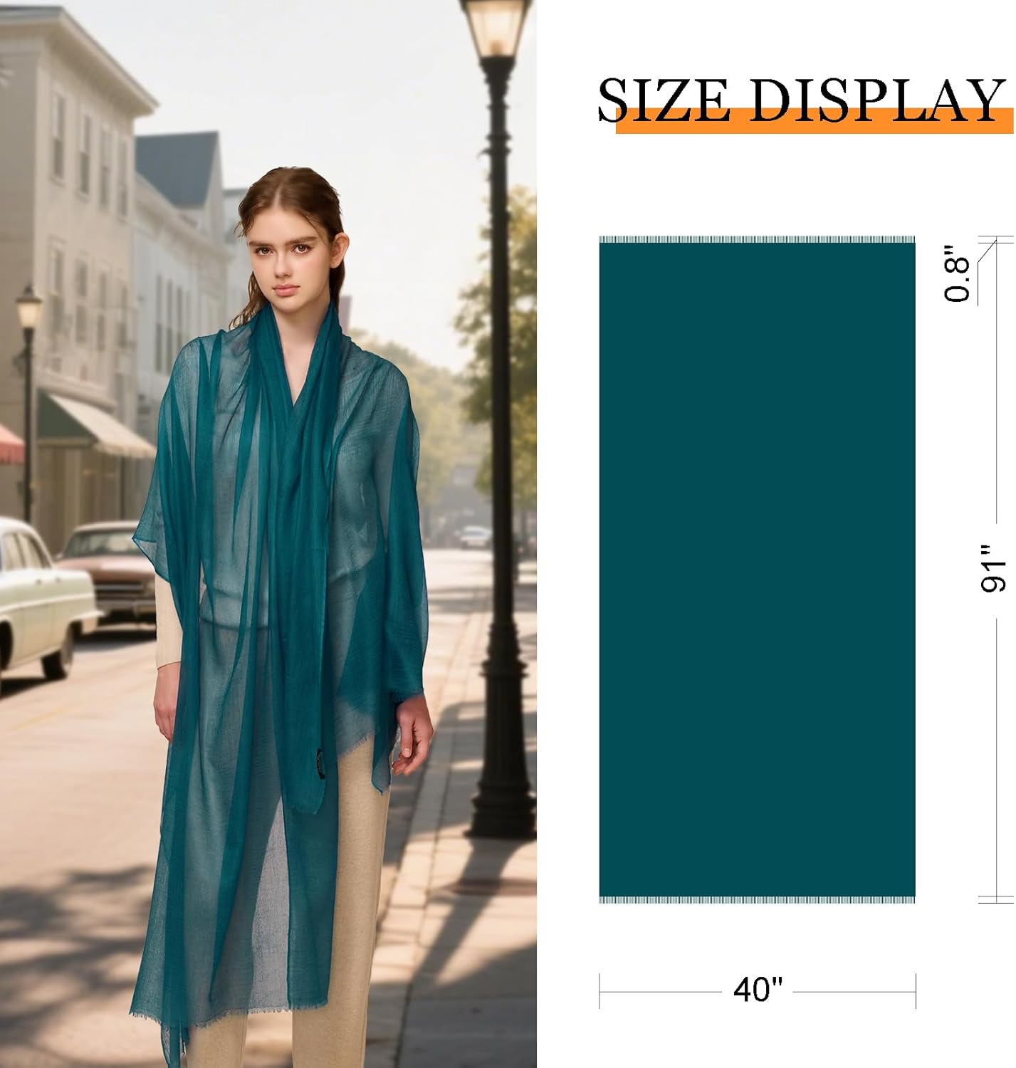 Luxury 100% Cashmere Shawl Wraps for Women, 91''x40'' Featherlight Pashmina Scarf, Travel Wrap for All Seasons - Image 3