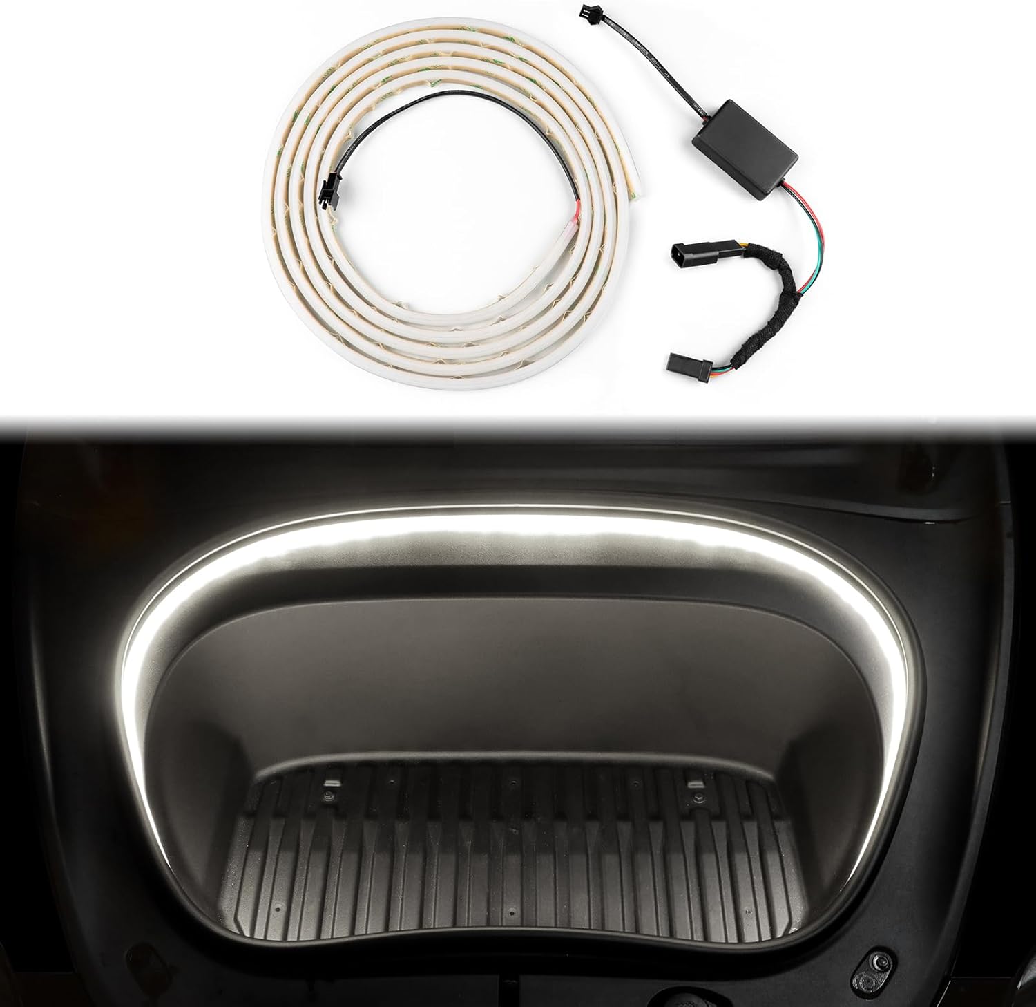 Frunk LED Light Strip for Tesla Model 3 2024 2025 2026 - Waterproof & Easy Installation Interior Lighting Bar with Flexible Silicone, Frunk Ambient Lighting Accessories (DC 15V, Cool White)