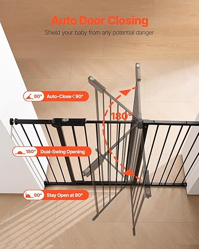 Miniatura 6 de VEVOR Puerta para bebé, 26-48 pulgadas de ancho ajustable, puerta para perros de 36 pulgadas de alto, fácil paso, para seguridad de mascotas