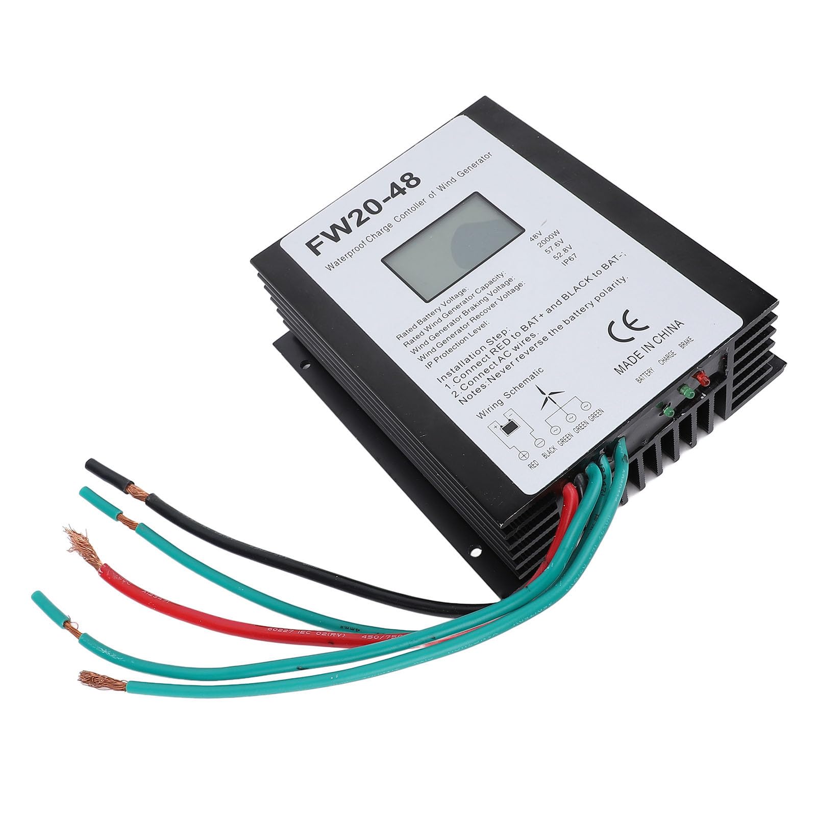 Controlador de carga de turbina eólica de 2000W 48V MPPT IP67 resistente al agua con pantalla LED para de generador eólico doméstico