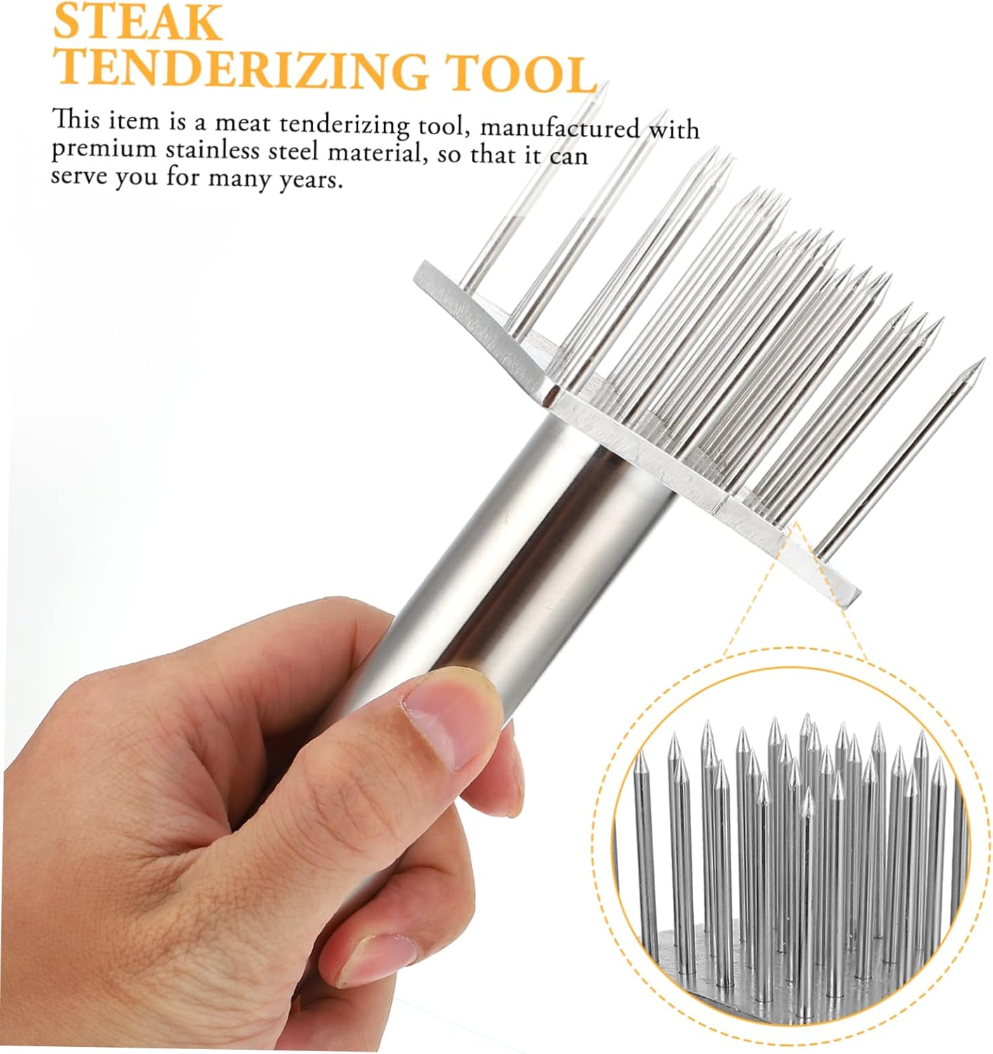 ULTECHNOVO Stainless Steel Tenderizing Tool Meat Tenderizer Needle for Meat Kitchen Supply Easy to Clean Food Mallet Tenderizer