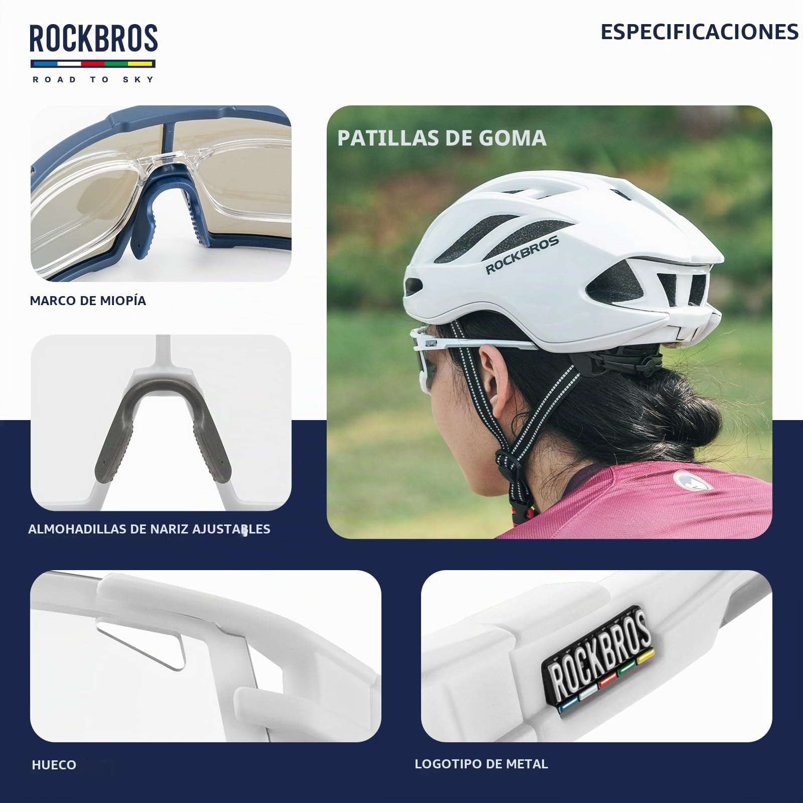 ROCKBROS Road to Sky Gafas de Ciclismo Fotocromáticas Protección UV400 Gafas Sol Deportivas Lentes Transparentes de MTB Bicicleta Running Golf para Hombre Mujeres