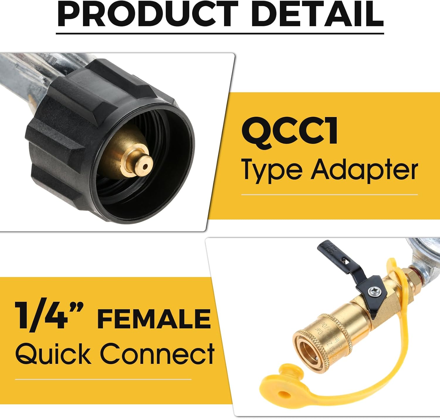 DRELD Propane Quick Connect Adapter, 1/4" Propane Gas Grill Regulator with QCC1 Quick Connect Fittings, Connect 20-50lbs Propane Tank, for Heater, BBQ Camping, Propane Regulator,RV Propane Regulator