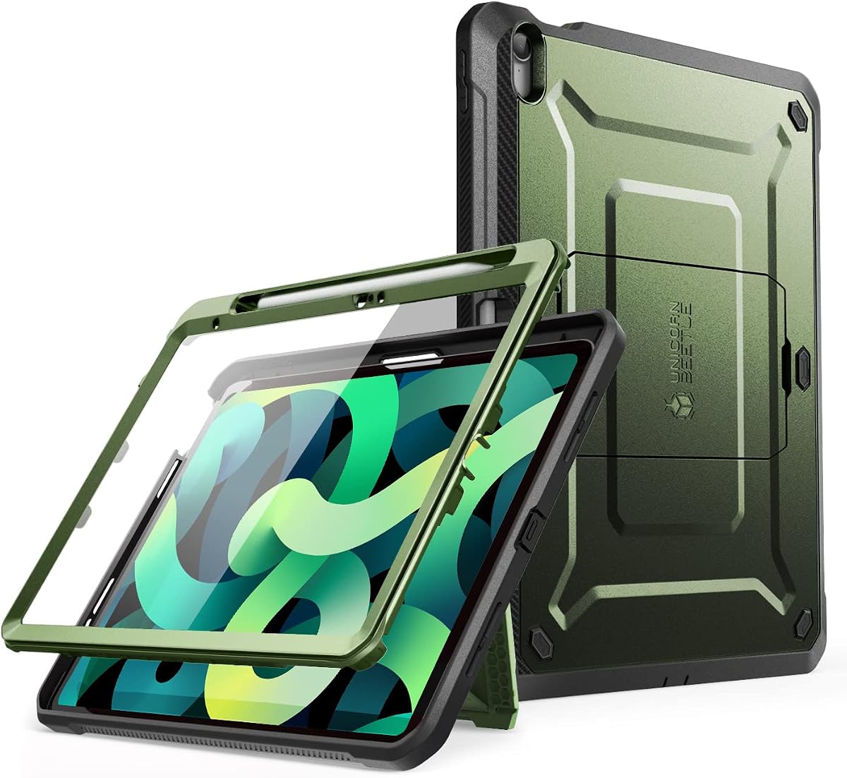 SUPCASE para iPad 11.ª generación A16 11" 2025 Funda con protector de pantalla, verde | Soporte integrado y portalápices, protección de grado militar, funda protectora para iPad 10.ª generación 10.9" 2022, Unicorn Beetle Pro