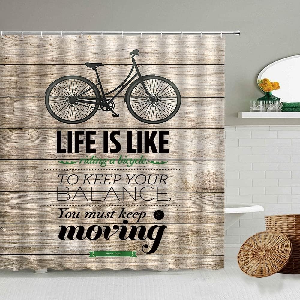 American country farmhouse shower curtain retro old wooden daily necessities bathroom waterproof curtain washable S.2 180x180cm