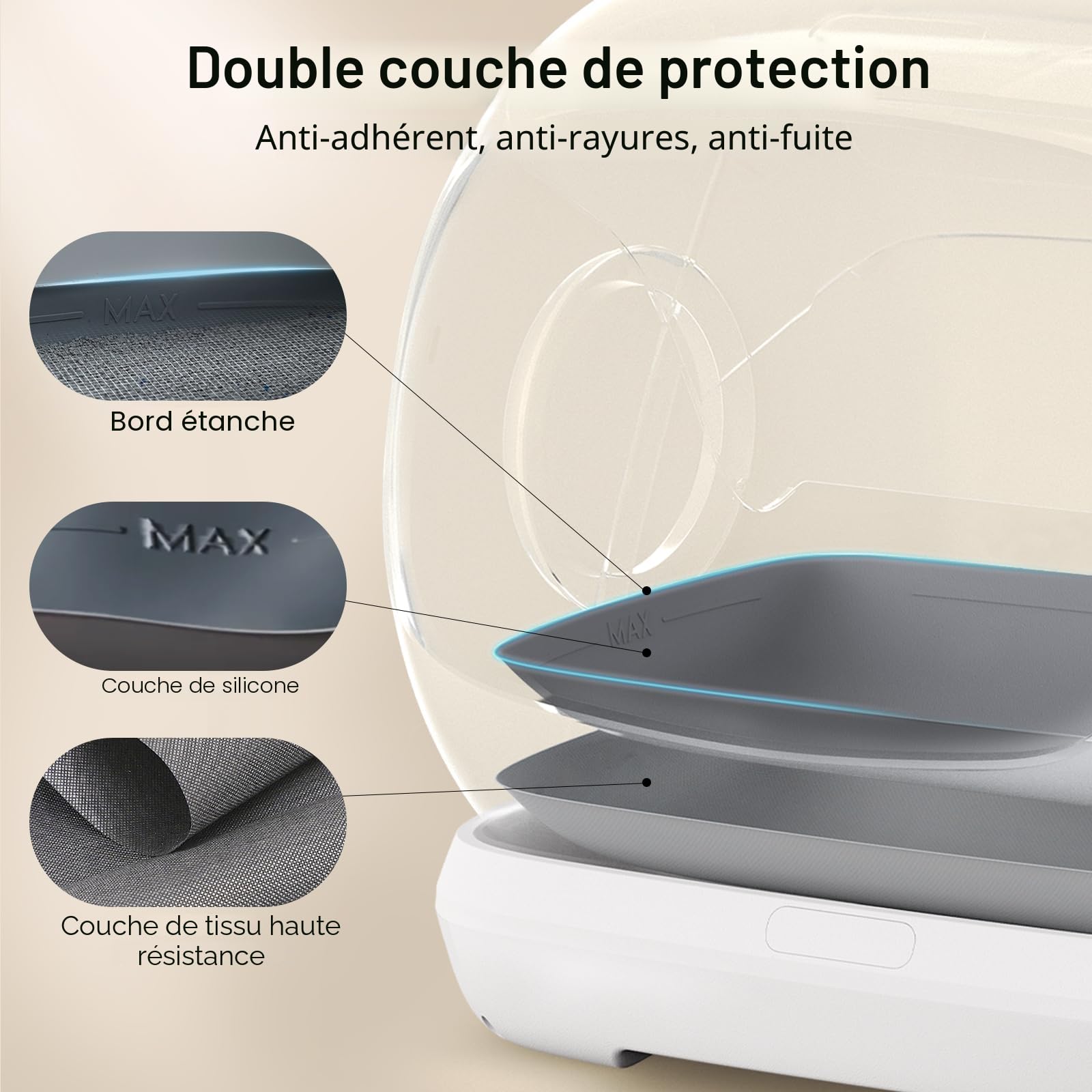 UBPET XXXL Litière Autonettoyante pour Chats,106L-Litière Automatique avec Contrôle par App, Désodorisant, Grande Capacité, pour Multiple Chats