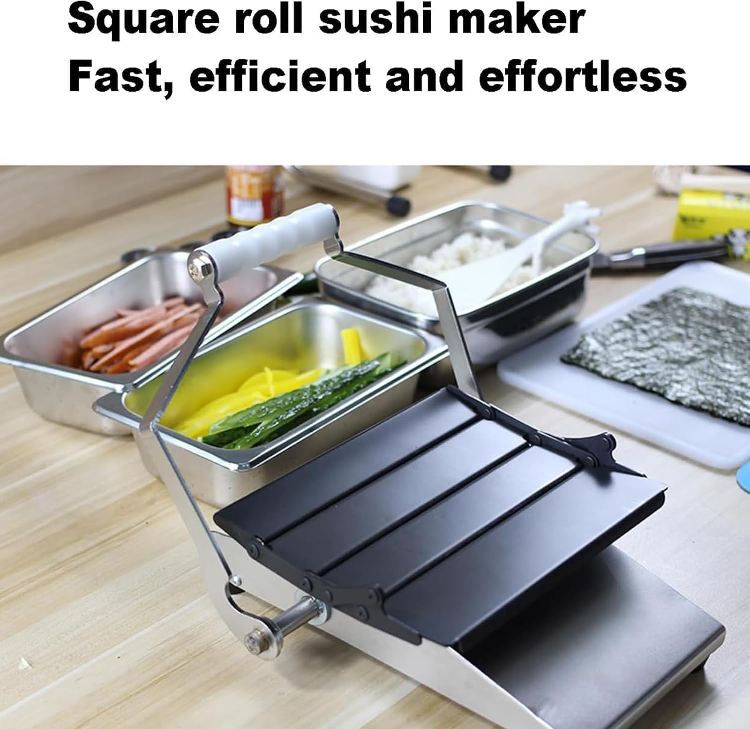 Kwadratowa maszyna do zwijania sushi, maszyna do sushi ze stali nierdzewnej, łatwa do czyszczenia, rozmiar szablonu 35/45 mm, do szybkiego prototypowania i robienia rolek sushi