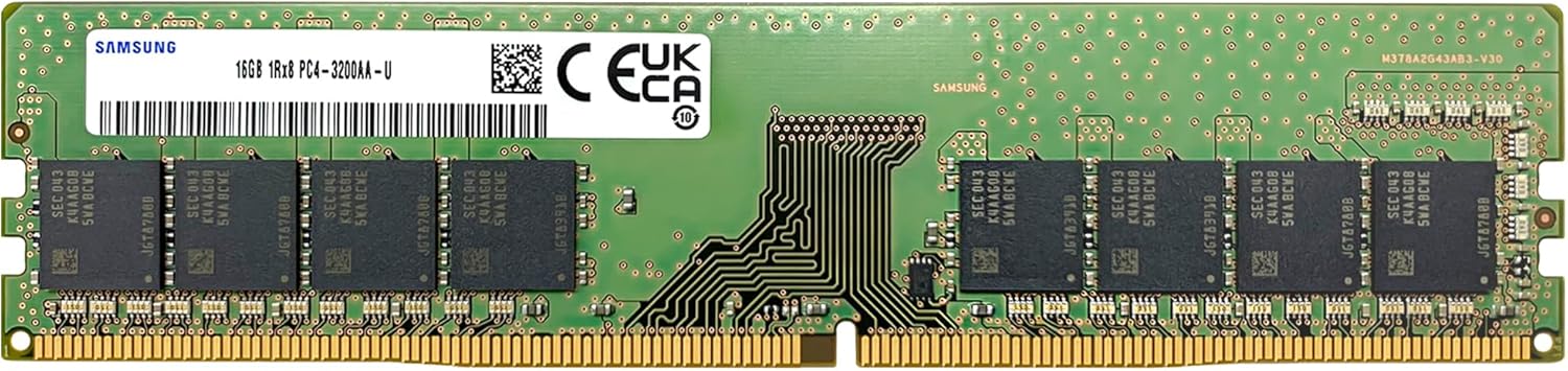Samsung 16GB DDR4 3200MHz PC4-25600 (PC4-3200AA) CL22 UDIMM 1Rx8 Single Rank 1.2V Non-ECC DIMM 288-Pin Desktop PC RAM Memory