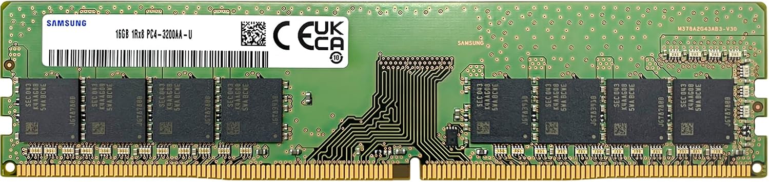 Samsung 16GB DDR4 3200MHz PC4-25600 PC4-3200AA CL22 UDIMM 1Rx8 Single Rank 1.2V Non-ECC DIMM 288-Pin Desktop PC RAM Memory