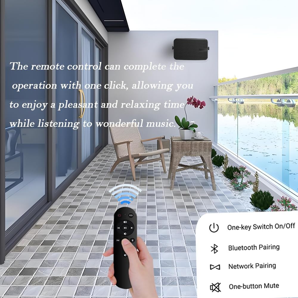 YVU 400W Outdoor Speakers for Patio, Porch, Gazebo,Garage. Active Passive Wall Mount Speaker. Indoor/Outdoor Stereo Sound System,IPX5 Waterproof.(2 Pcs) - Image 6