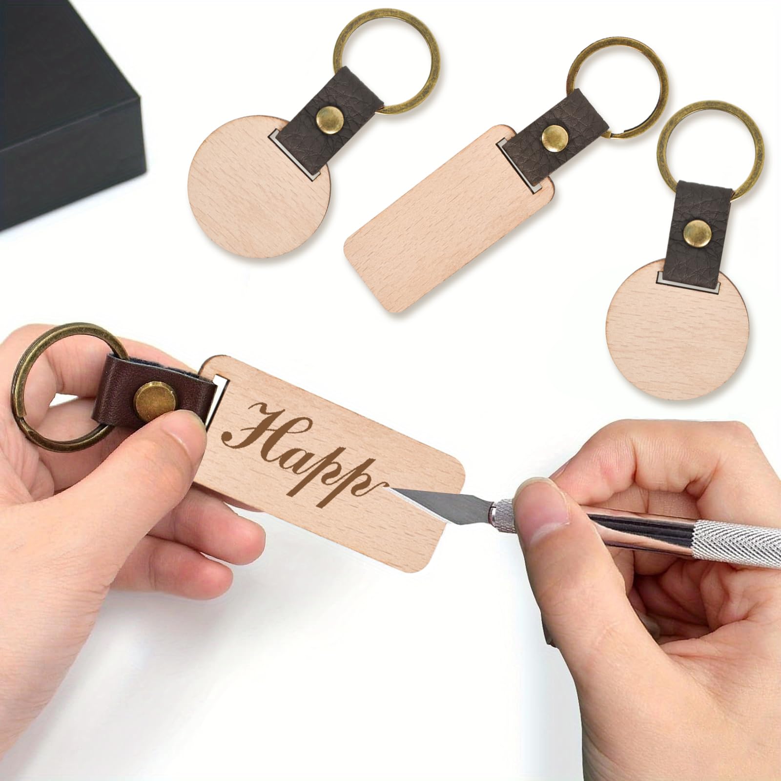 Porte-Clés en Bois - GOTOTOP - 10 Pièces - Hêtre - Durable - Personnalisable Blanc Porte-Clés en Bois - GOTOTOP - 10 Pièces - Hêtre - Durable - Personnalisable Blanc