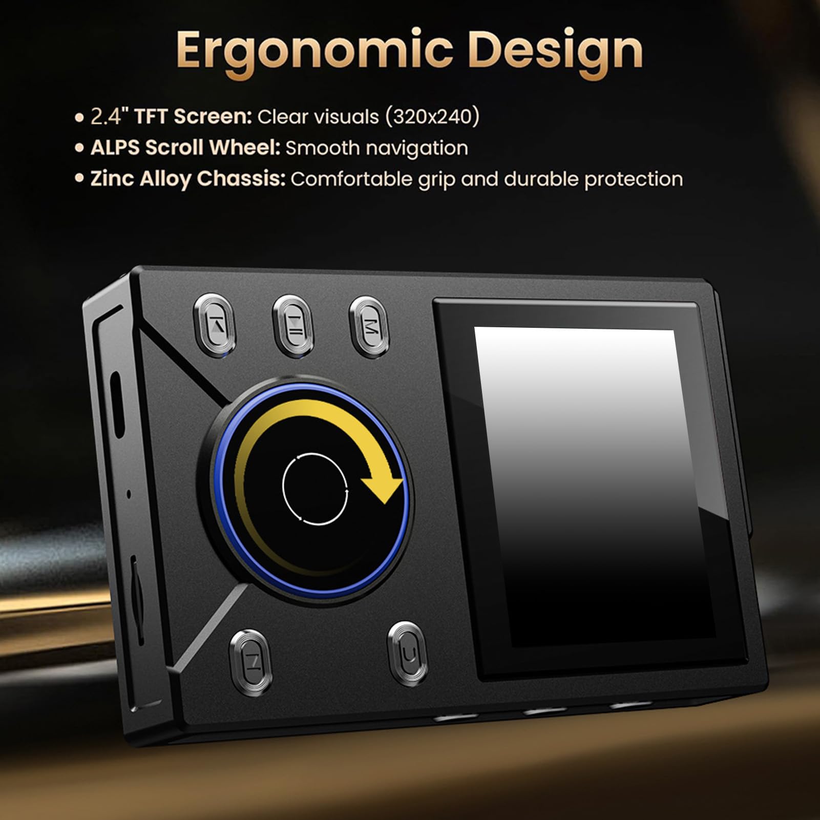Lettore Musicale HiFi Lossless con Bluetooth, Schermo TFT da 2,4", Controllo Volume Tramite Rotella ALPS, Lettore MP3 HiFi Portatile, 16 GB Interni e 256 GB Espandibili (BLACK)