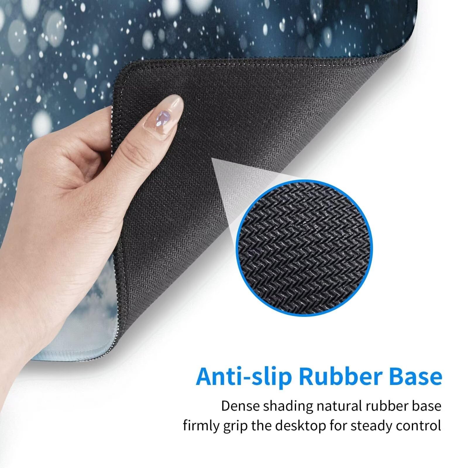 Tappetino Mouse, Tappetino Mouse Gaming Grande XXL 1500x800x3mm Tappetino Scrivania Mouse Pad, Base in Gomma Antiscivolo, Bordi Cuciti,Lavabile, Mousepad per Ufficio e Gaming (fiocchi di neve) R-701