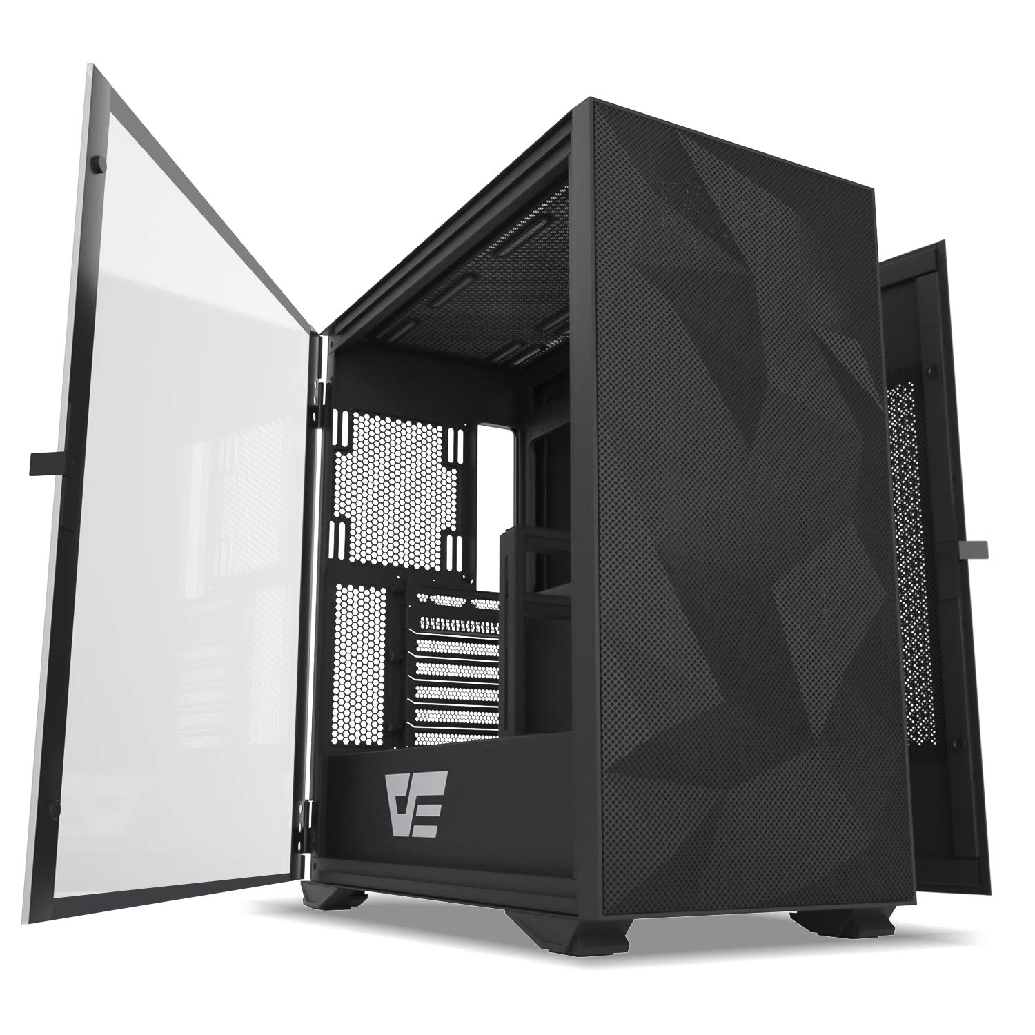 darkFlash DLX Mesh E-ATX/ATX/Micro ATX/Mini ITX Tower Computer Case, Dual  Open PC Gaming Case, Tempered Glass Side Panel, USB Type-C Port, Cable