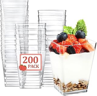 Eupako 200 Pack 5 OZ Plastic Mini Dessert Cups - Clear Small Parfait Cup...