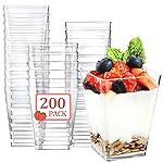 Eupako 200 Pack 5 OZ Plastic Mini Dessert Cups - Clear Small Parfait Cups, Square Appetizer Cups for Fruit, Pudding, Mousse, Ice Cream, Party, Wedding, Valentine\'s Day