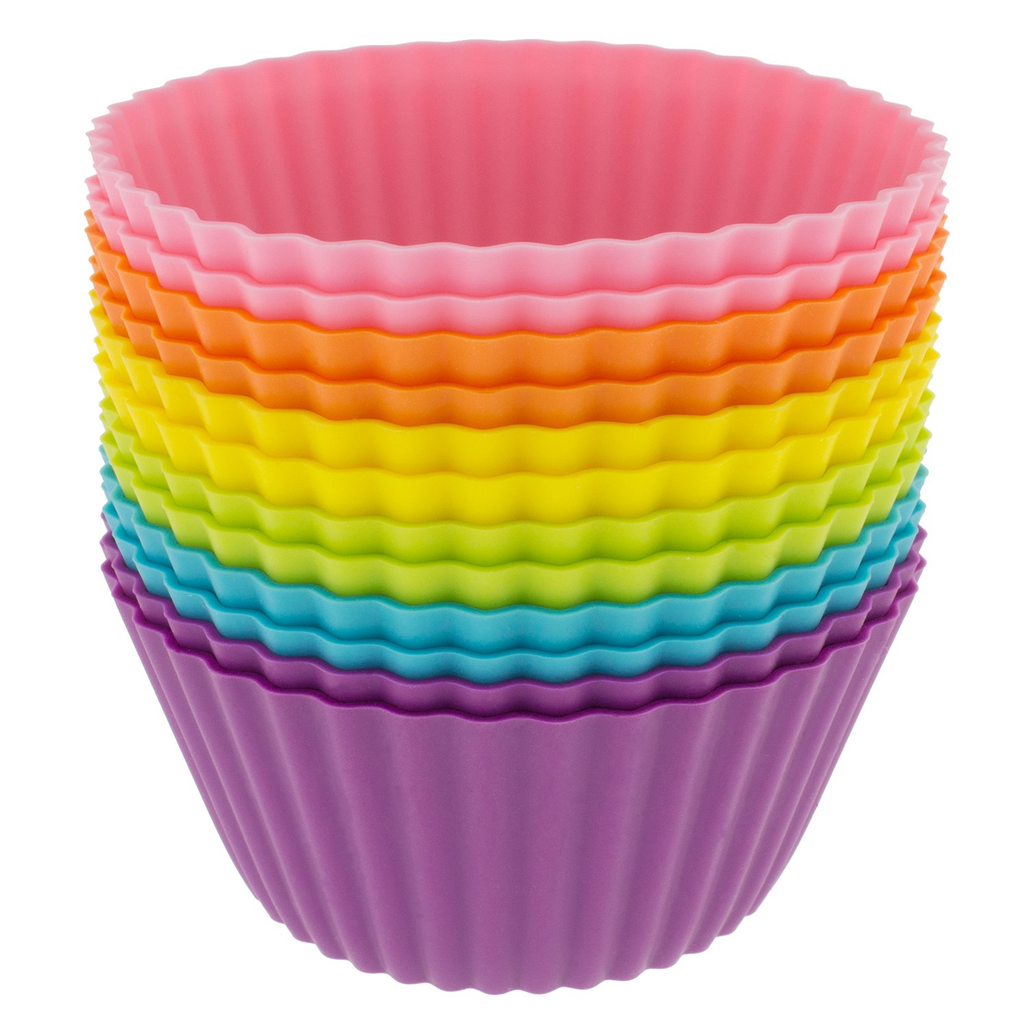 Freshware 24-Pack Silicone Standard Round Reusable Cupcake and Muffin Baking Cup