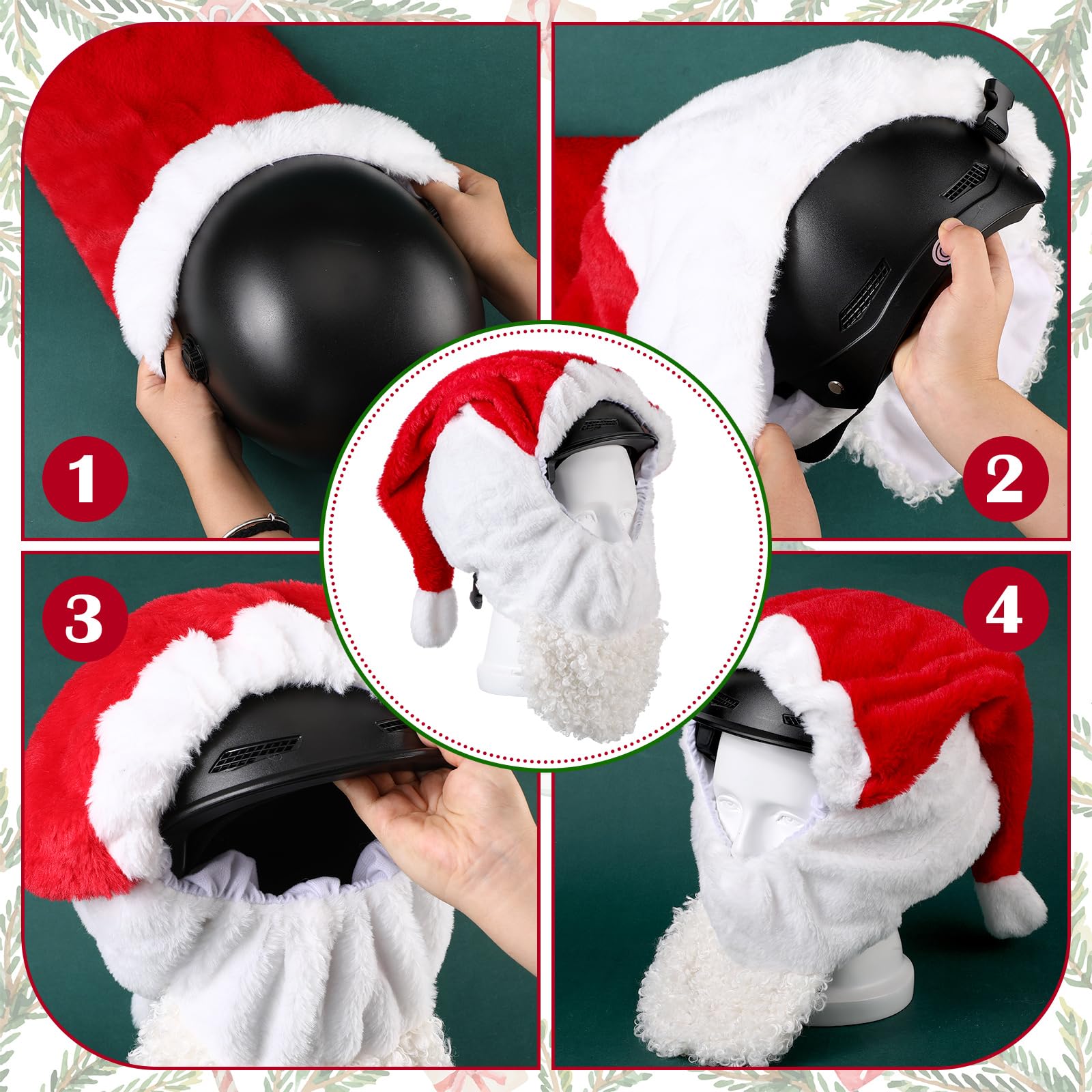 Papa Noel Casco Funda Para Casco De Moto De Papá Noel Divertida