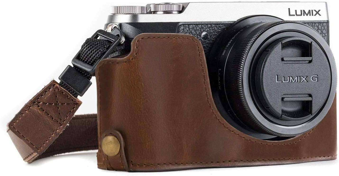MegaGear Ever Ready Leather Camera Half Case with Strap Compatible with Panasonic Lumix DMC-GX80