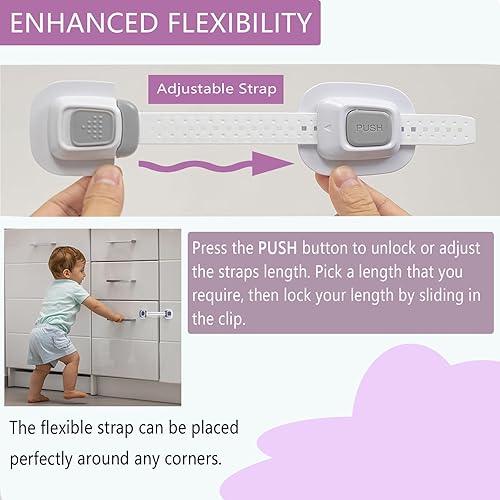 Miniatura 8 de Anclaje para muebles sin taladro, correa ajustable y antipunta para prueba de bebés, adhesivo 3M multiusos para muebles, seguro para sala de juegos