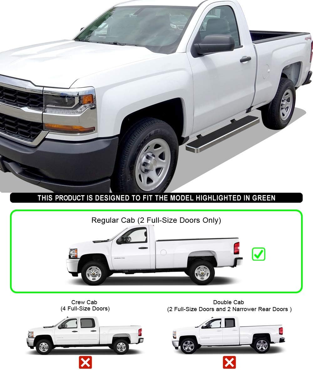 for 2007-2018 Chevy Silverado/GMC Sierra Regular Cab (Nerf Bar | Side Steps) 6" Eboard Running Boards