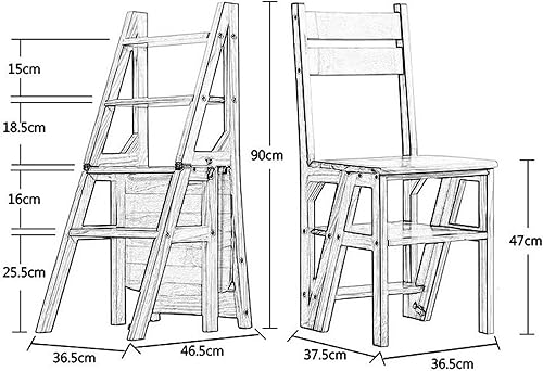 Miniatura 2 de Taburete de madera con 4 escalones, silla multifunción para biblioteca, estantes de exhibición, taburete plegable para el hogar, oficina, cocina