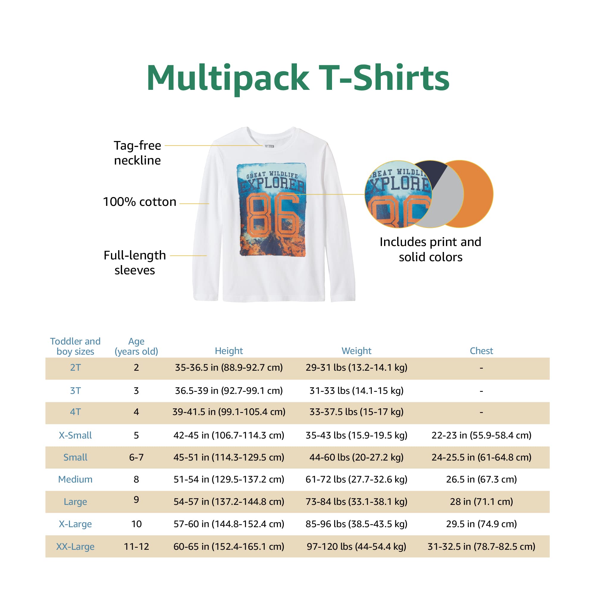 Amazon Essentials Niños Camisetas Manga Larga