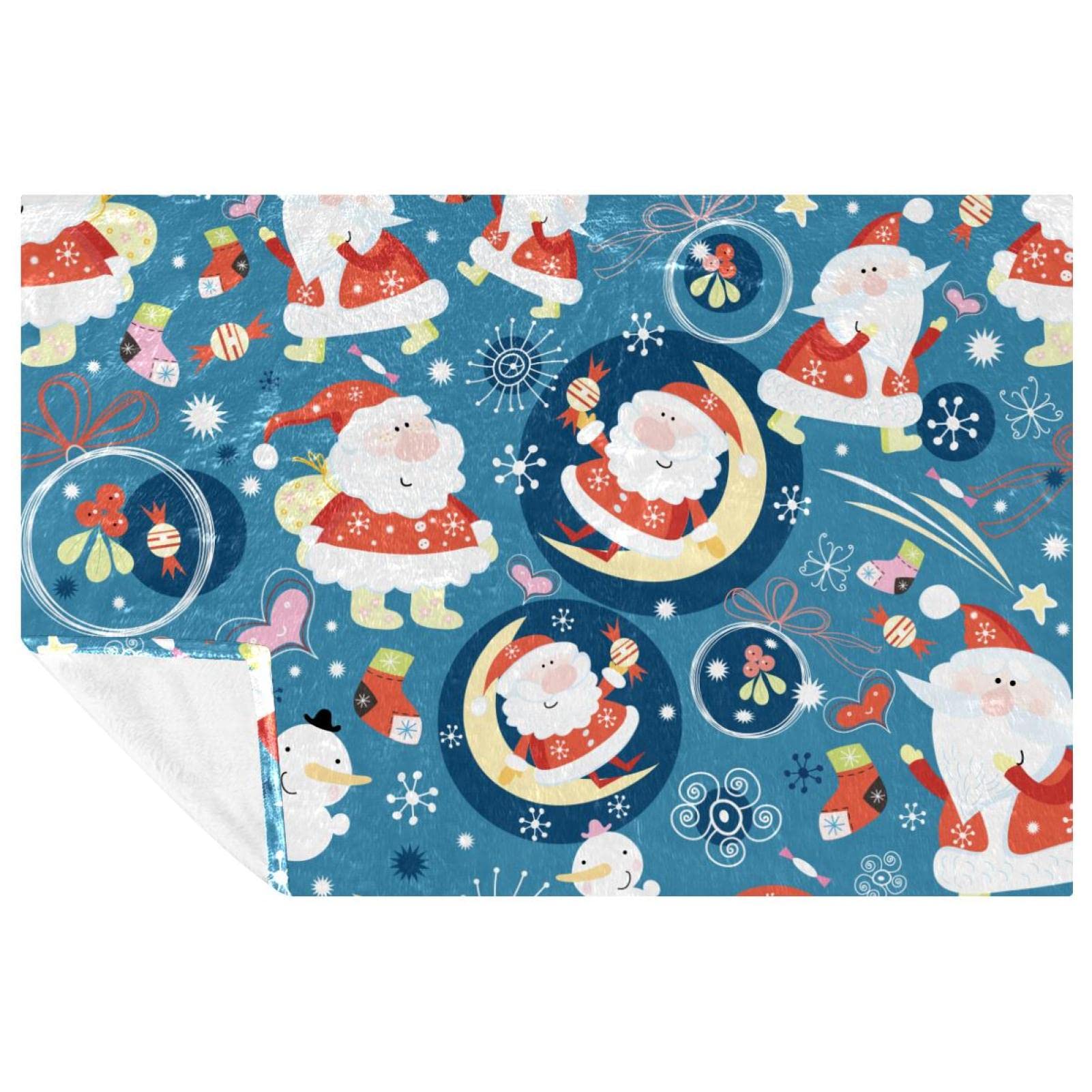 Plaid Noël lune pour canapé et pique-nique : couverture chaude 150x100cm multi-usage
