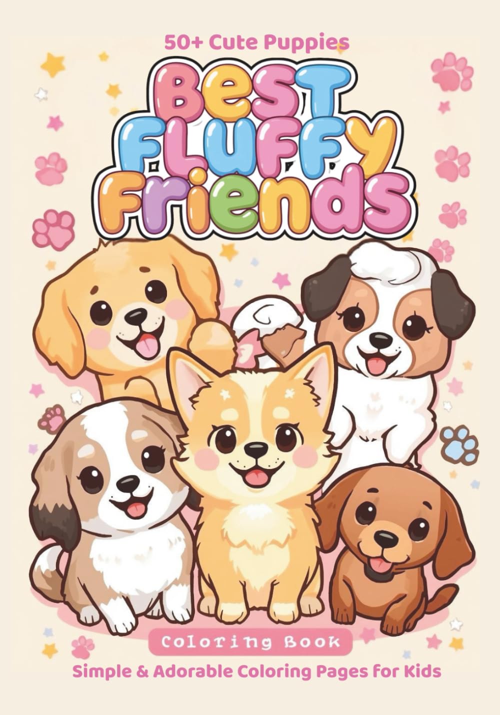 Best Fluffy Friends: A Kawaii Dog Coloring Book for Kids of all Ages