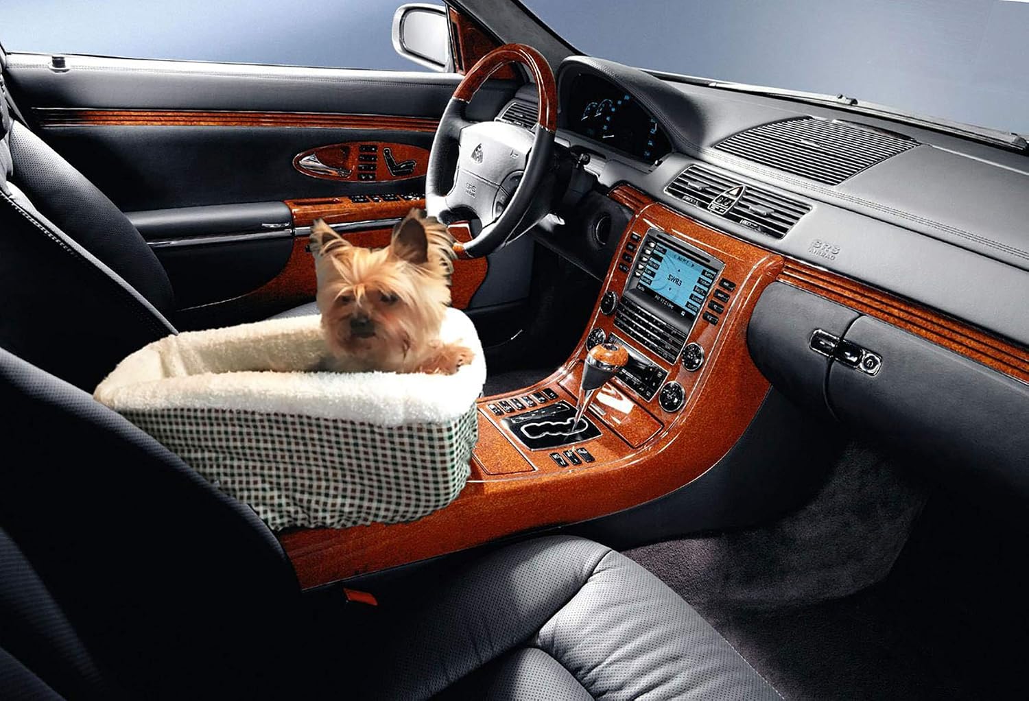 Pet Booster Car Seat Pet Console Booster Dog Cat Travel Seat Puppy Console SUV Secure Safety Seat Perfect for Small Pets and Cats (Plaid)