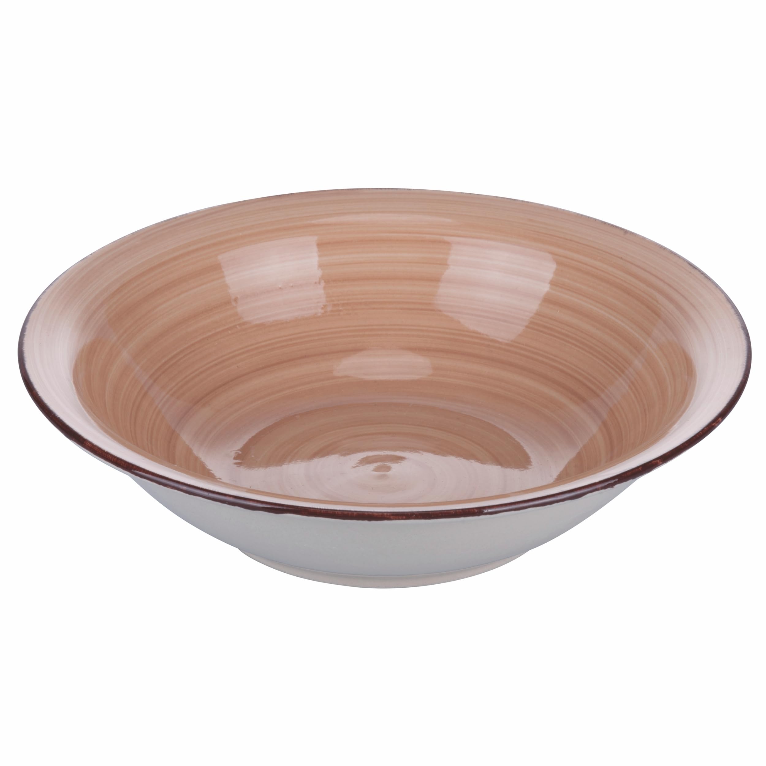 Lot de 6 assiettes creuses Ø 21,2 cm en grès peint à la main, terre cuite, 4 tons
