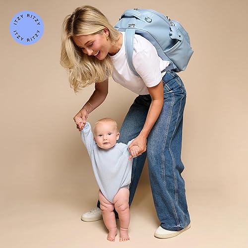 Miniatura 7 de Itzy Ritzy Mochila para pañales – Mochila para pañales Boss Plus de gran capacidad con 19 bolsillos, cambiador, clips para cochecito y correas Teddy