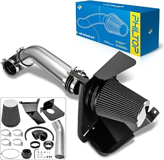 PHILTOP 3.5“ Cold Air Intake Kit System + Heat Shield Compatible with Chevrolet Silverado 1500, Sierra 1500, Silverado 2500 HD, Tahoe, Avalanche 1500, Suburban 1500, Yukon, Silverado 2500, Black