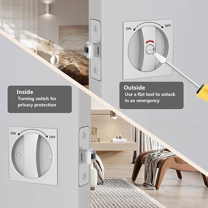 Cerradura Cuadrada para Puerta Empotrada con Indicador, 1 Pieza Acero Inoxidable miniatura 5