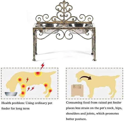 Miniatura 5 de Cuencos elevados para perros grandes, comedero elevado de metal para perros, soporte elevado para perros con cuencos dobles de acero inoxidable para