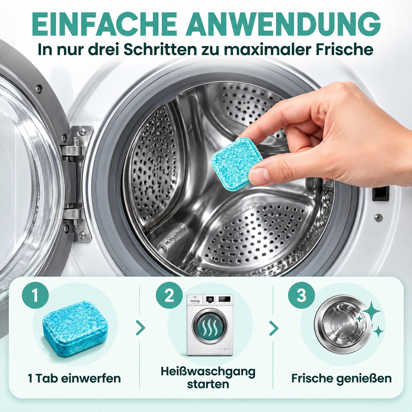 Waschmaschinenreiniger Tabs, 24 Stück gegen Geruch & Tierhaare (2PC)