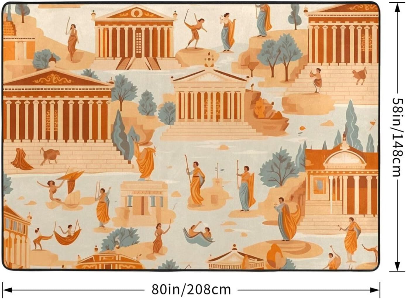 Earthen Wall murals Printed Floor mat 80x58 inches, Non-Slip Decorative Carpet for Bedroom and Living Room