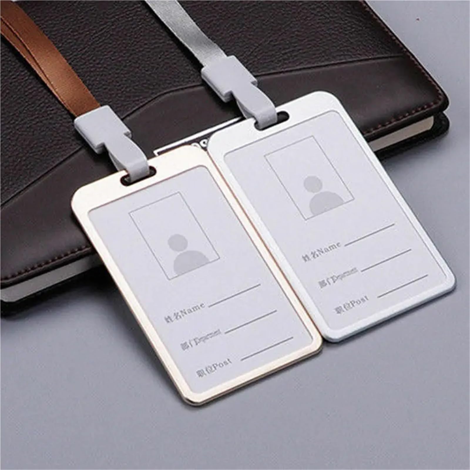 Porta badge in alluminio, 20 pezzi, tasca per carte di credito, badge, cartelline, con cordino per il collo, per studenti, carte bancarie (blu)