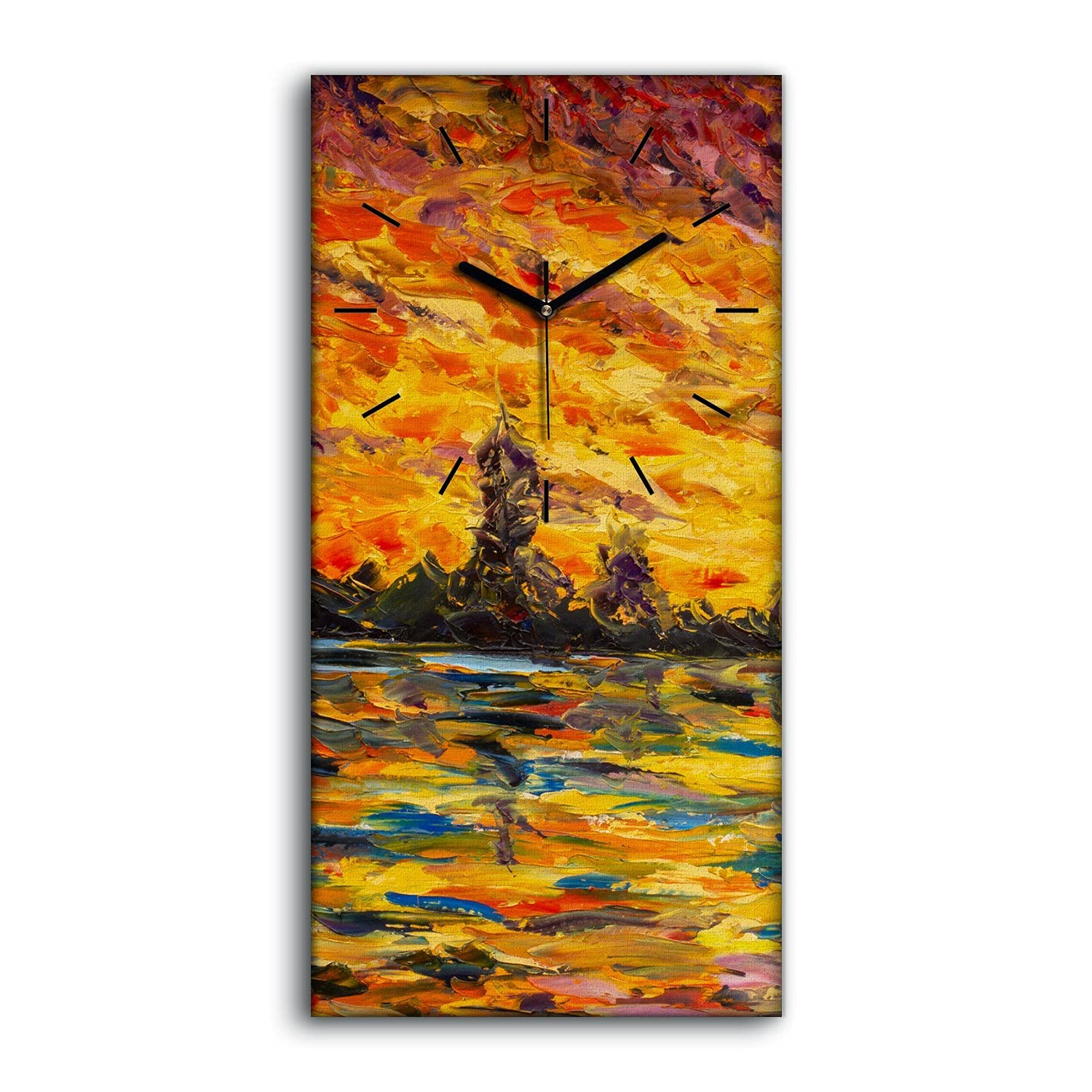 Horloge sur Toile art moderne salon et chambre aux couleurs chaudes d'automne