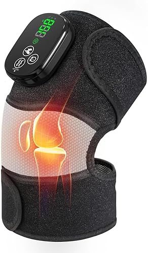 YUANBO Masajeador térmico de rodilla con 6 temporizadores, almohadilla térmica inalámbrica 3 en 1 para aliviar el dolor de rodilla, codo, hombro,