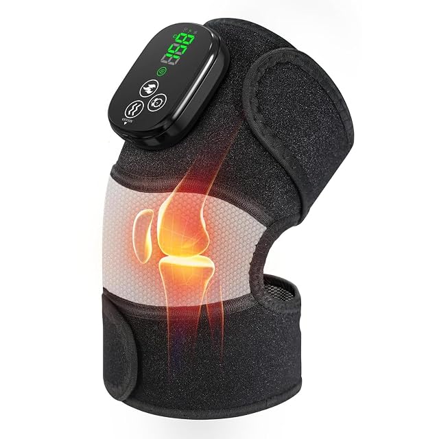 YUANBO Heated Knee Massager with 6 Timer 3 in 1 Cordless Knee Heating Pad Brace Wrap for Elbow