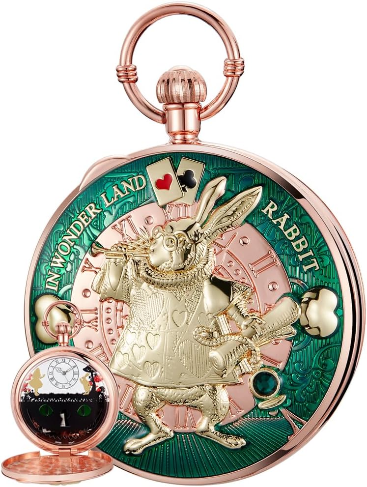 Pocket Watch Music Box Hand Crank Playing Music Quartz Pocket Watches with Chain Movie Theme Unique Xmas Birthday Graduation Gifts