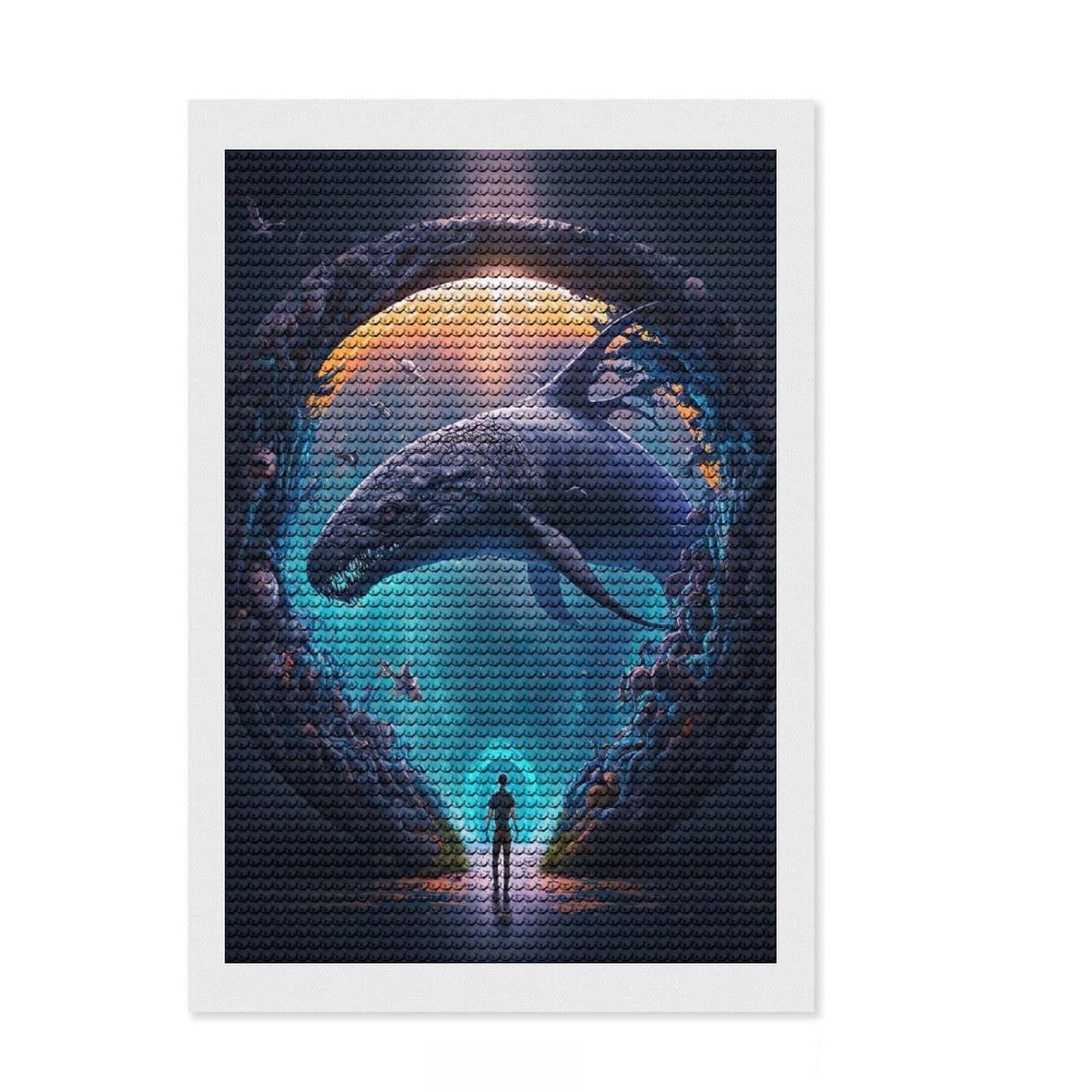 Junmoney Portal to Water Full Drill Diamond Painting Kit 8"x12", Full Kit Included, Aesthetic Room Decor, for Family Craft Time