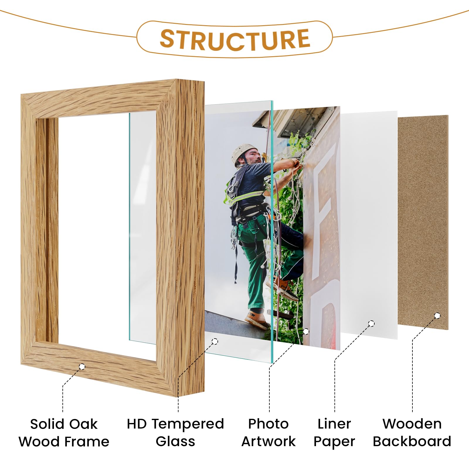 4x11 Picture Frame,Solid Oak Wood 4