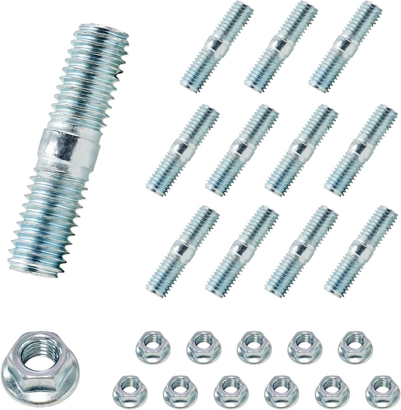 WOTIAN 12pcs M8×52 Muffler Stud Bolt Compatible with Honda GX240 GX270 GX340 GX390 Predator 420cc Champion 389cc-459cc Engine Generator Double-ended Mounting Studs 90047-ZE2-000