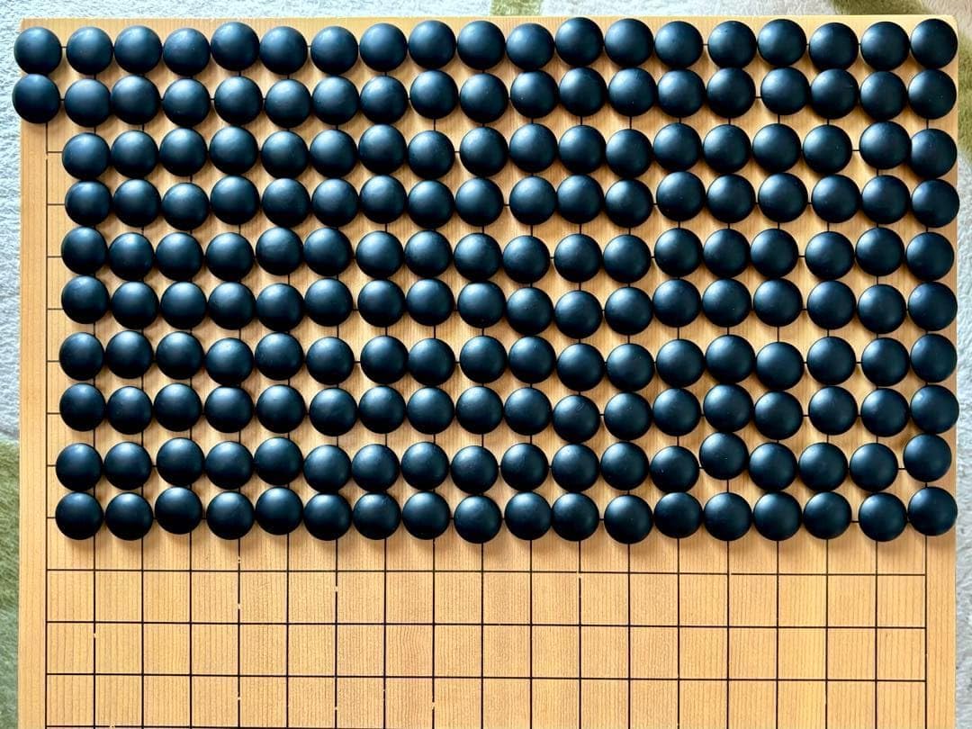 囲碁① 天然木 特大碁笥＋碁石(蛤・那智黒)35号・月 セット美品】囲碁